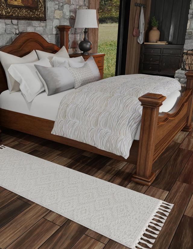 Ivory 2' x 8' Boho Runner Area Rug 100% Polyester With Cotton Backing Geometric Modern Boho Bohemian Decor Carpet for Living Rooms Office Dining Kitchen Unique Interior Design for Sale at Rug Engine