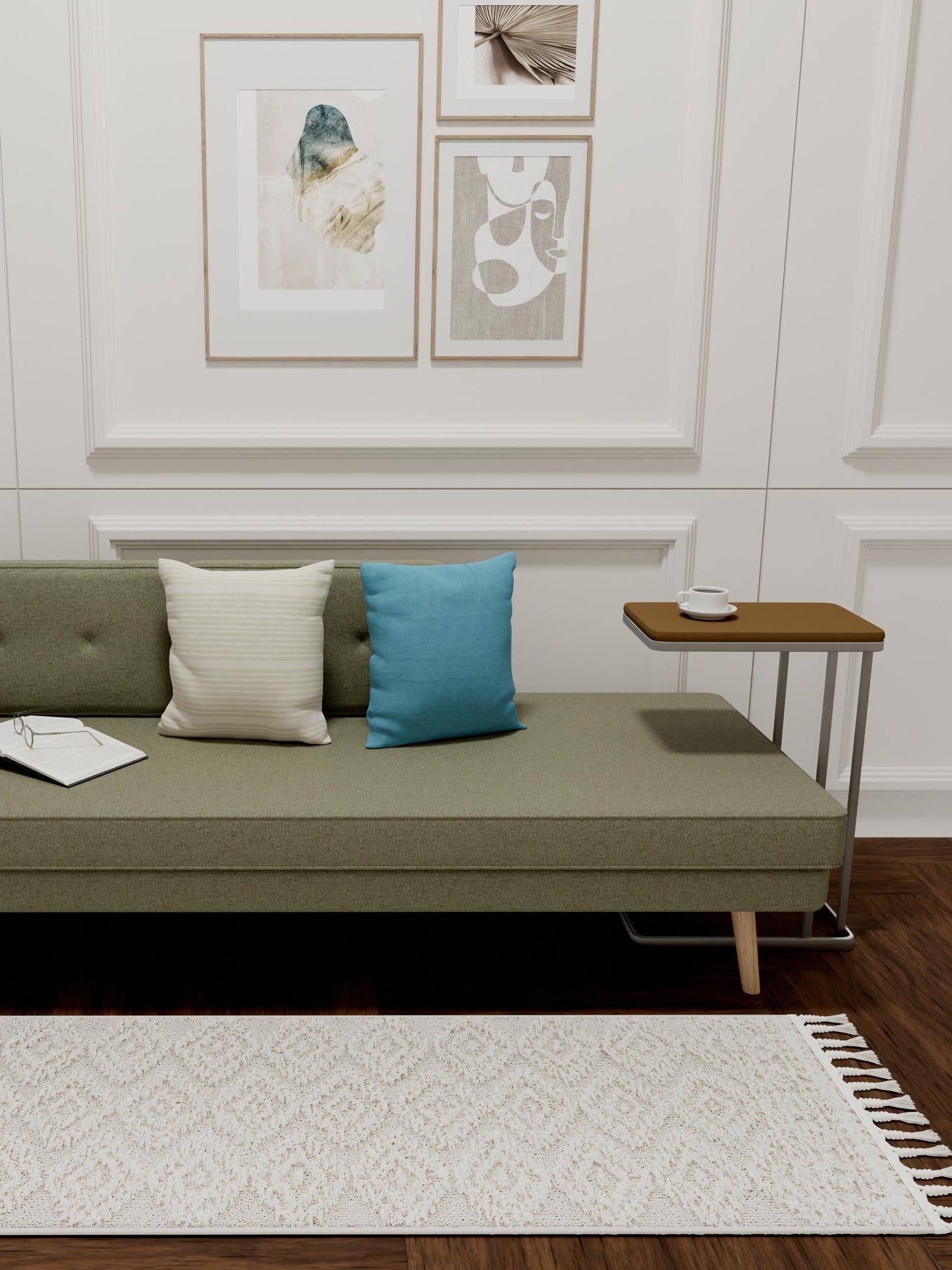 Ivory 2' x 6' 1 Boho Runner Area Rug 100% Polyester With Cotton Backing Geometric Modern Boho Bohemian Decor Carpet for Living Rooms Office Dining Kitchen Unique Interior Design for Sale at Rug Engine