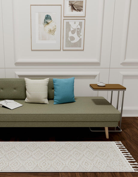 Ivory 2' x 4' 1 Boho Runner Area Rug 100% Polyester With Cotton Backing Geometric Modern Boho Bohemian Decor Carpet for Living Rooms Office Dining Kitchen Unique Interior Design for Sale at Rug Engine