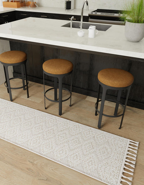 Ivory 2' x 4' 1 Boho Runner Area Rug 100% Polyester With Cotton Backing Geometric Modern Boho Bohemian Decor Carpet for Living Rooms Office Dining Kitchen Unique Interior Design for Sale at Rug Engine