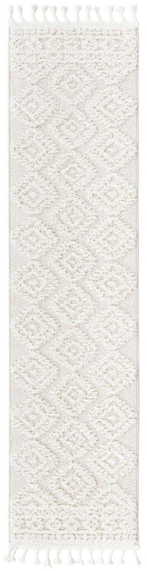 Ivory 2' x 6' 1 Boho Runner Area Rug 100% Polyester With Cotton Backing Geometric Modern Boho Bohemian Decor Carpet for Living Rooms Office Dining Kitchen Unique Interior Design for Sale at Rug Engine