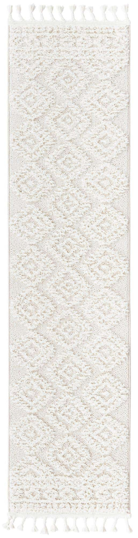 Ivory 2' x 6' 1 Boho Runner Area Rug 100% Polyester With Cotton Backing Geometric Modern Boho Bohemian Decor Carpet for Living Rooms Office Dining Kitchen Unique Interior Design for Sale at Rug Engine