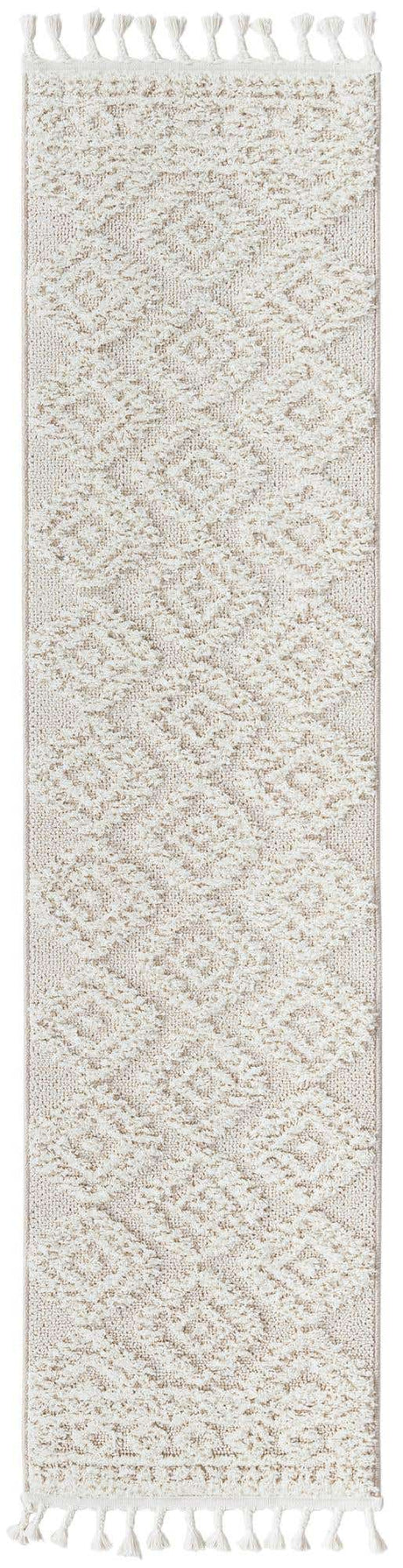 Ivory 2' x 8' Boho Runner Area Rug 100% Polyester With Cotton Backing Geometric Modern Boho Bohemian Decor Carpet for Living Rooms Office Dining Kitchen Unique Interior Design for Sale at Rug Engine
