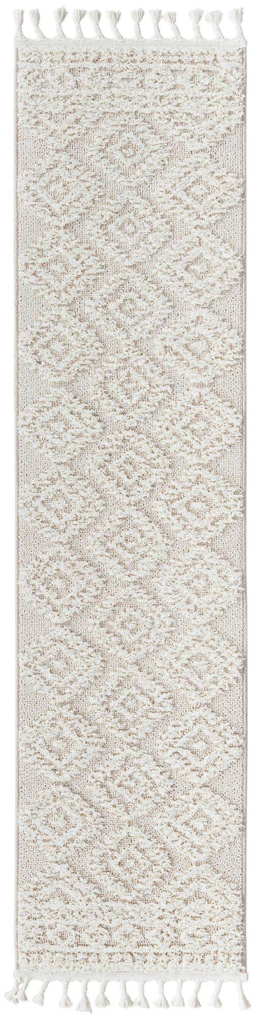 Ivory 2' x 8' Boho Runner Area Rug 100% Polyester With Cotton Backing Geometric Modern Boho Bohemian Decor Carpet for Living Rooms Office Dining Kitchen Unique Interior Design for Sale at Rug Engine