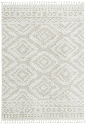 Ivory 7' 10 x 10' Boho Rectangle Area Rug 100% Polyester With Cotton Backing Geometric Modern Boho Bohemian Decor Carpet for Living Rooms Office Dining Kitchen Unique Interior Design for Sale at Rug Engine