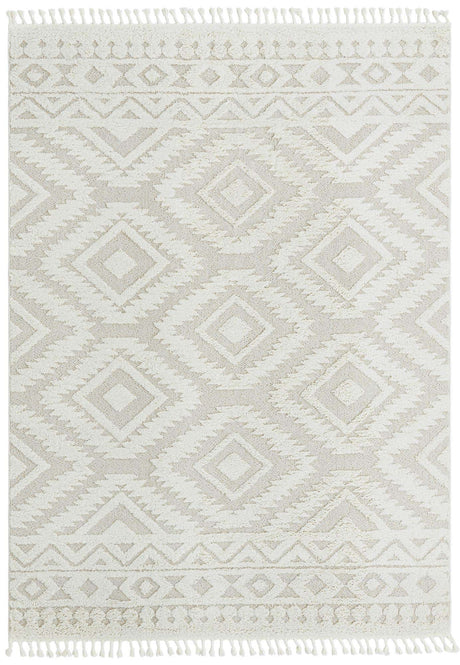 Ivory 7' 10 x 10' Boho Rectangle Area Rug 100% Polyester With Cotton Backing Geometric Modern Boho Bohemian Decor Carpet for Living Rooms Office Dining Kitchen Unique Interior Design for Sale at Rug Engine