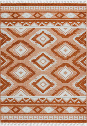 Rust Red 9' 6 x 14' 3 Boho Rectangle Area Rug 100% Polyester With Cotton Backing Geometric Modern Boho Bohemian Decor Carpet for Living Rooms Office Dining Kitchen Unique Interior Design for Sale at Rug Engine