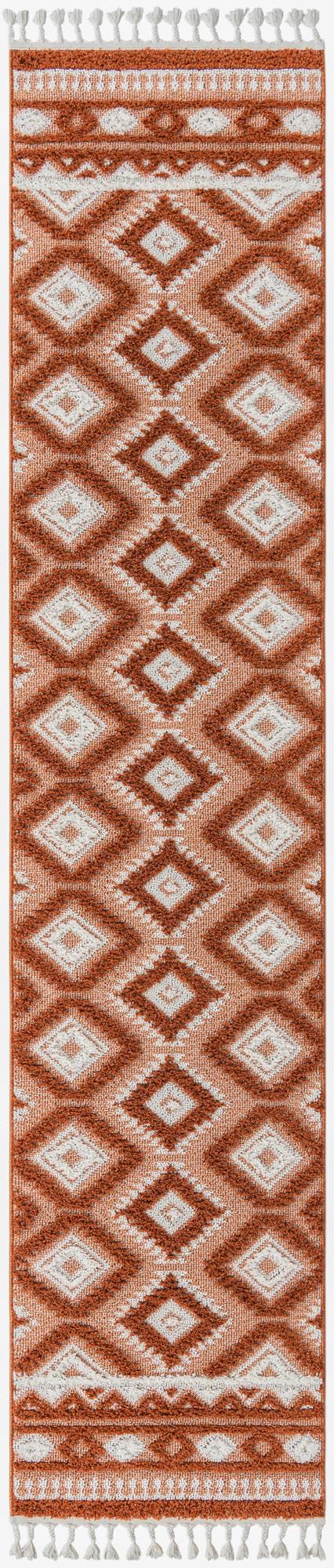 Rust Red 2' 7 x 12' Boho Runner Area Rug 100% Polyester With Cotton Backing Geometric Modern Boho Bohemian Decor Carpet for Living Rooms Office Dining Kitchen Unique Interior Design for Sale at Rug Engine