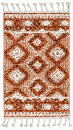Rust Red 2' x 3' 1 Boho Rectangle Area Rug 100% Polyester With Cotton Backing Geometric Modern Boho Bohemian Decor Carpet for Living Rooms Office Dining Kitchen Unique Interior Design for Sale at Rug Engine