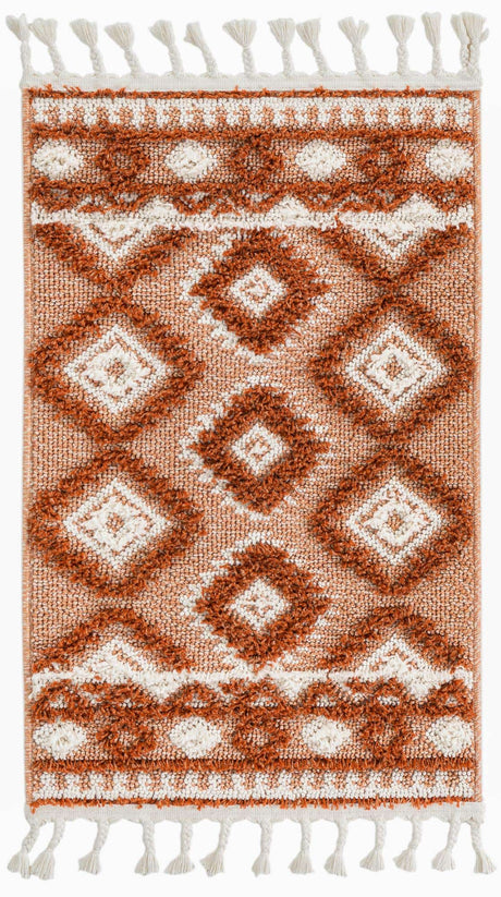 Rust Red 2' x 3' 1 Boho Rectangle Area Rug 100% Polyester With Cotton Backing Geometric Modern Boho Bohemian Decor Carpet for Living Rooms Office Dining Kitchen Unique Interior Design for Sale at Rug Engine