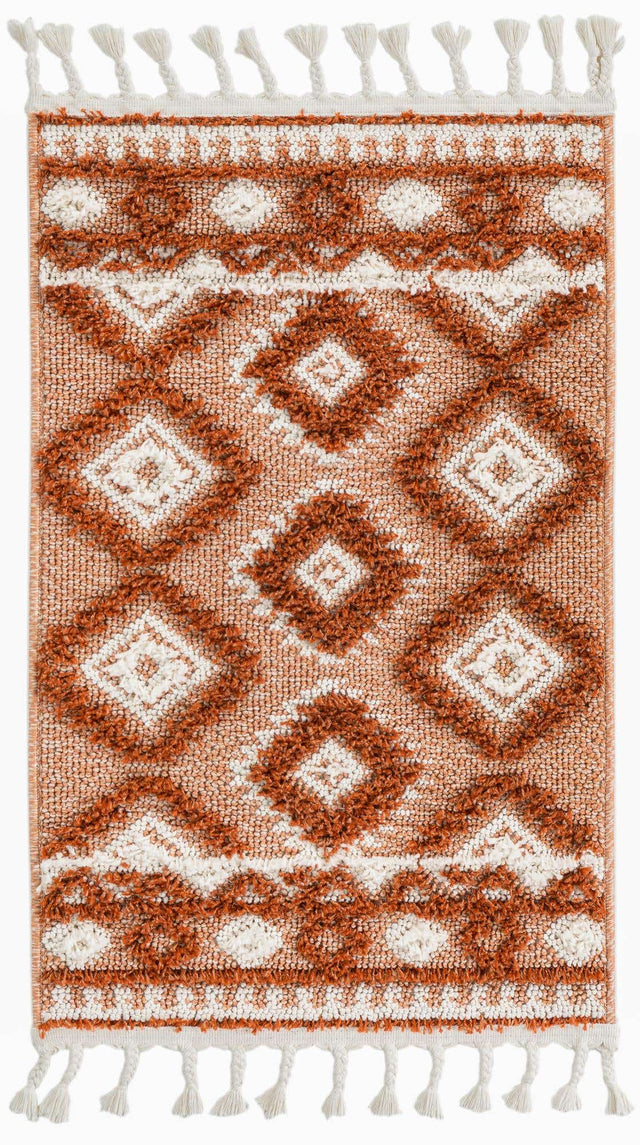 Rust Red 2' x 3' 1 Boho Rectangle Area Rug 100% Polyester With Cotton Backing Geometric Modern Boho Bohemian Decor Carpet for Living Rooms Office Dining Kitchen Unique Interior Design for Sale at Rug Engine