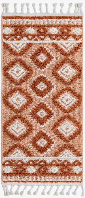 Rust Red 2' x 4' 1 Boho Runner Area Rug 100% Polyester With Cotton Backing Geometric Modern Boho Bohemian Decor Carpet for Living Rooms Office Dining Kitchen Unique Interior Design for Sale at Rug Engine