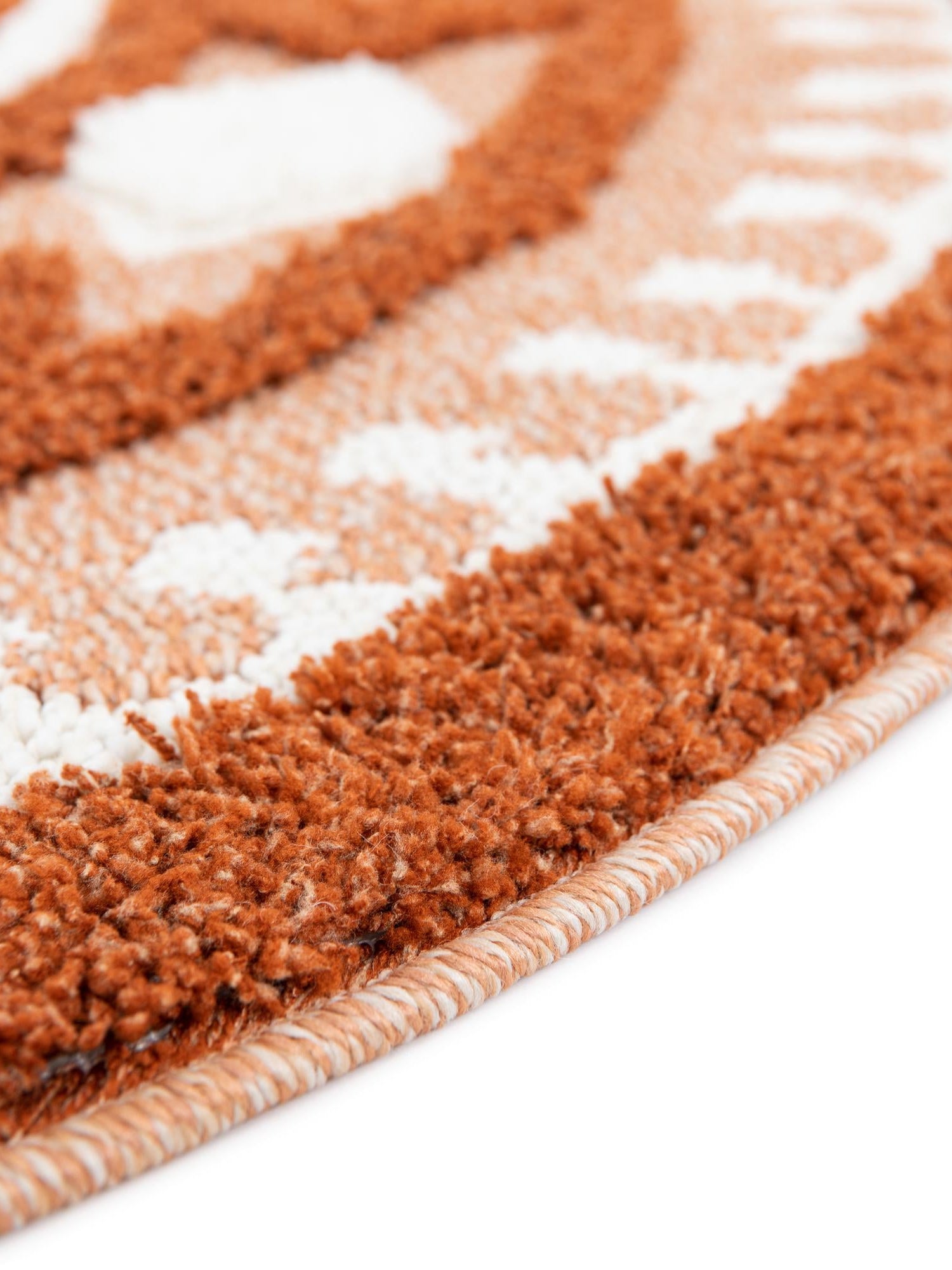 Rust Red 5' 3 x 5' 3 Boho Round Area Rug 100% Polyester With Cotton Backing Geometric Modern Boho Bohemian Decor Carpet for Living Rooms Office Dining Kitchen Unique Interior Design for Sale at Rug Engine