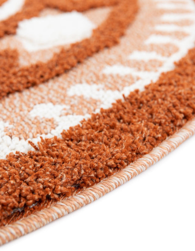Rust Red 5' 3 x 5' 3 Boho Round Area Rug 100% Polyester With Cotton Backing Geometric Modern Boho Bohemian Decor Carpet for Living Rooms Office Dining Kitchen Unique Interior Design for Sale at Rug Engine
