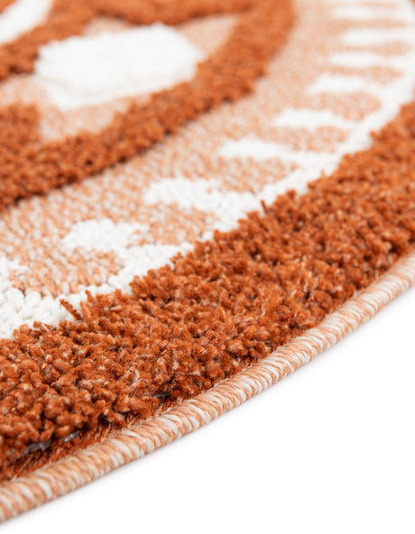 Rust Red 3' 3 x 3' 3 Boho Round Area Rug 100% Polyester With Cotton Backing Geometric Modern Boho Bohemian Decor Carpet for Living Rooms Office Dining Kitchen Unique Interior Design for Sale at Rug Engine