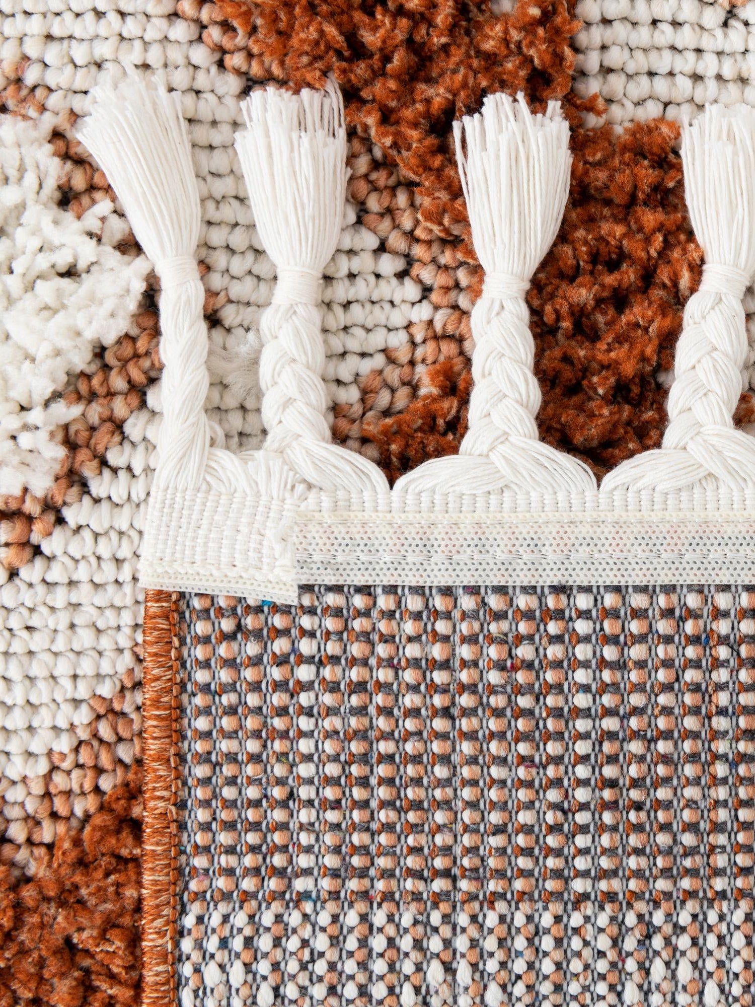 Rust Red 7' 10 x 10' Boho Rectangle Area Rug 100% Polyester With Cotton Backing Geometric Modern Boho Bohemian Decor Carpet for Living Rooms Office Dining Kitchen Unique Interior Design for Sale at Rug Engine
