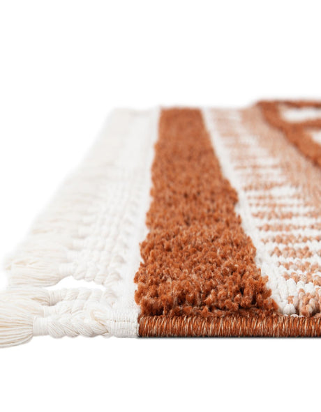 Rust Red 2' x 4' 1 Boho Runner Area Rug 100% Polyester With Cotton Backing Geometric Modern Boho Bohemian Decor Carpet for Living Rooms Office Dining Kitchen Unique Interior Design for Sale at Rug Engine