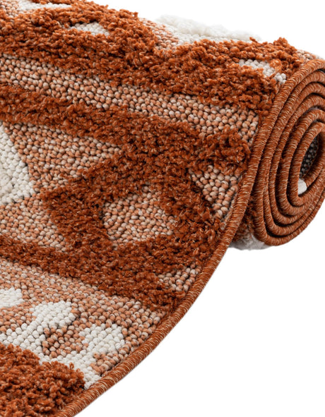 Rust Red 2' 7 x 12' Boho Runner Area Rug 100% Polyester With Cotton Backing Geometric Modern Boho Bohemian Decor Carpet for Living Rooms Office Dining Kitchen Unique Interior Design for Sale at Rug Engine