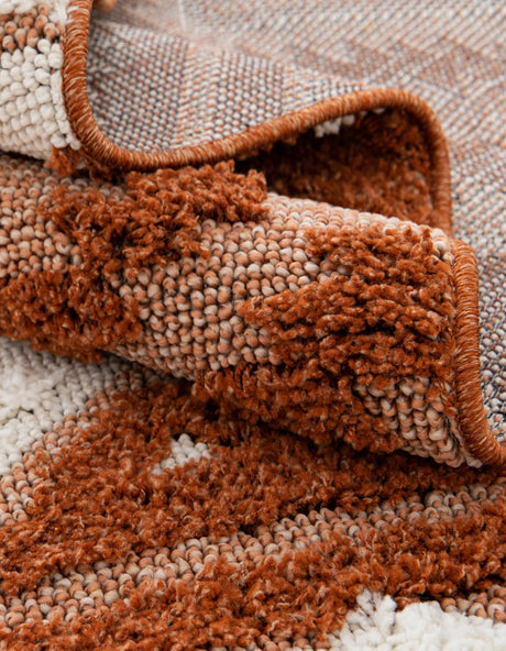 Rust Red 2' 7 x 12' Boho Runner Area Rug 100% Polyester With Cotton Backing Geometric Modern Boho Bohemian Decor Carpet for Living Rooms Office Dining Kitchen Unique Interior Design for Sale at Rug Engine