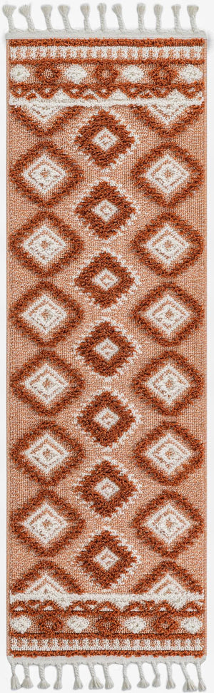 Rust Red 2' x 6' 1 Boho Runner Area Rug 100% Polyester With Cotton Backing Geometric Modern Boho Bohemian Decor Carpet for Living Rooms Office Dining Kitchen Unique Interior Design for Sale at Rug Engine