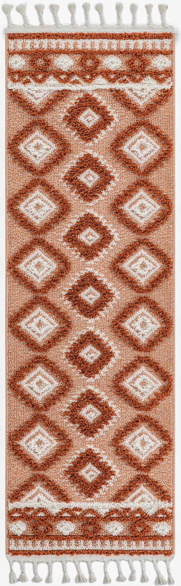 Rust Red 2' x 6' 1 Boho Runner Area Rug 100% Polyester With Cotton Backing Geometric Modern Boho Bohemian Decor Carpet for Living Rooms Office Dining Kitchen Unique Interior Design for Sale at Rug Engine