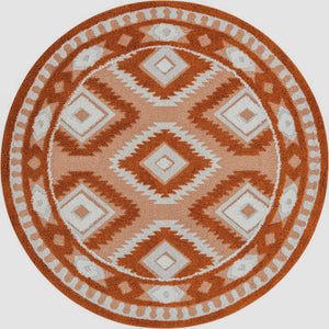 Rust Red 7' 10 x 7' 10 Boho Round Area Rug 100% Polyester With Cotton Backing Geometric Modern Boho Bohemian Decor Carpet for Living Rooms Office Dining Kitchen Unique Interior Design for Sale at Rug Engine