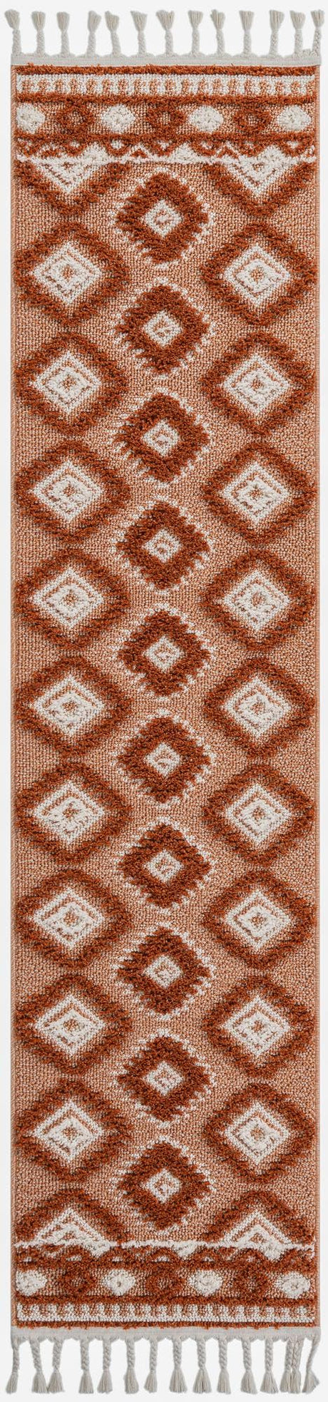 Rust Red 2' x 8' Boho Runner Area Rug 100% Polyester With Cotton Backing Geometric Modern Boho Bohemian Decor Carpet for Living Rooms Office Dining Kitchen Unique Interior Design for Sale at Rug Engine