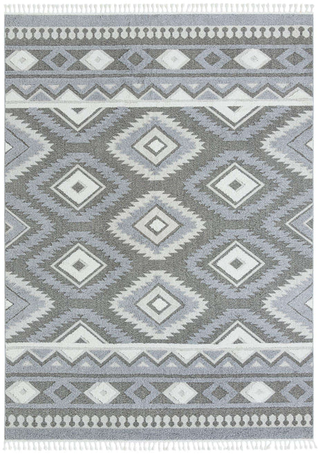 Gray 9' 6 x 14' 3 Boho Rectangle Area Rug 100% Polyester With Cotton Backing Geometric Modern Boho Bohemian Decor Carpet for Living Rooms Office Dining Kitchen Unique Interior Design for Sale at Rug Engine