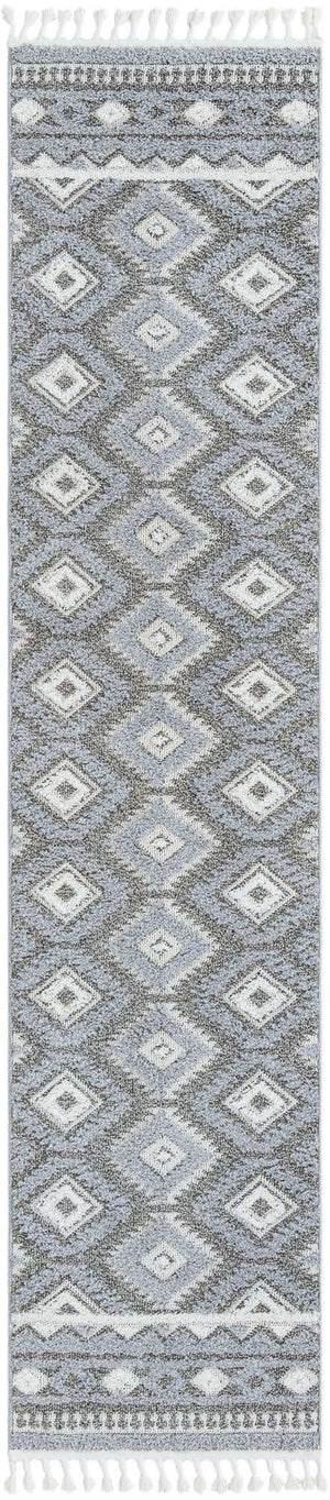 Gray 2' 7 x 12' Boho Runner Area Rug 100% Polyester With Cotton Backing Geometric Modern Boho Bohemian Decor Carpet for Living Rooms Office Dining Kitchen Unique Interior Design for Sale at Rug Engine