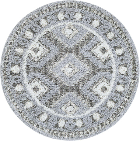Gray 3' 3 x 3' 3 Boho Round Area Rug 100% Polyester With Cotton Backing Geometric Modern Boho Bohemian Decor Carpet for Living Rooms Office Dining Kitchen Unique Interior Design for Sale at Rug Engine