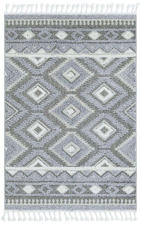 Gray 4' 1 x 6' 1 Boho Rectangle Area Rug 100% Polyester With Cotton Backing Geometric Modern Boho Bohemian Decor Carpet for Living Rooms Office Dining Kitchen Unique Interior Design for Sale at Rug Engine