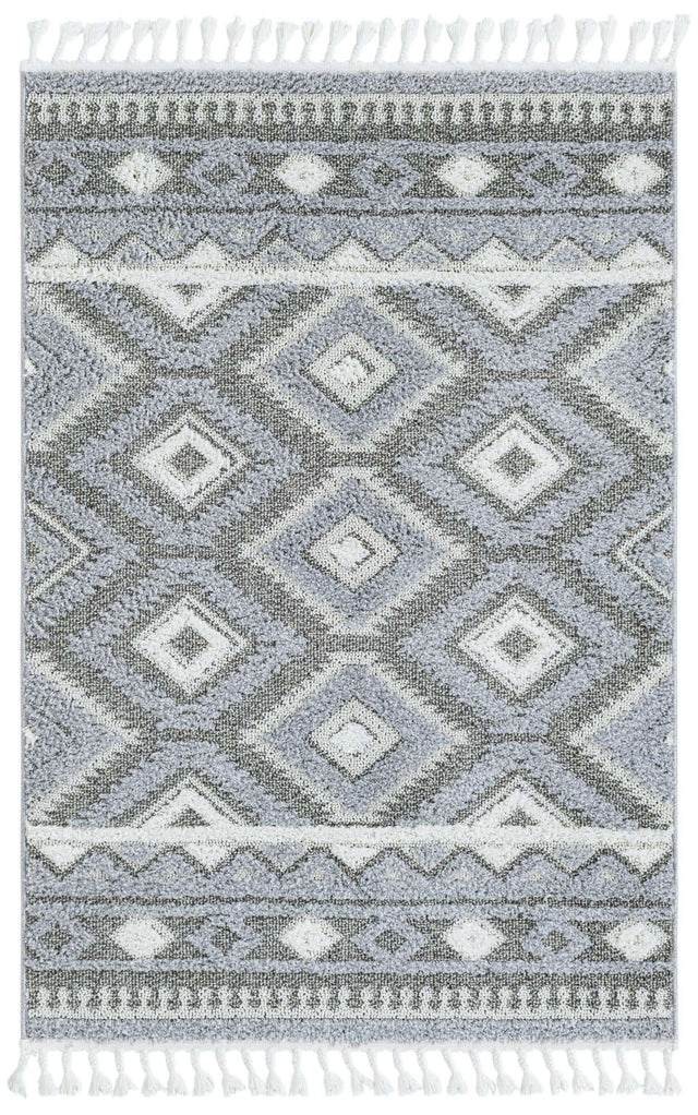 Gray 4' 1 x 6' 1 Boho Rectangle Area Rug 100% Polyester With Cotton Backing Geometric Modern Boho Bohemian Decor Carpet for Living Rooms Office Dining Kitchen Unique Interior Design for Sale at Rug Engine