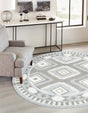 Gray 5' 3 x 5' 3 Boho Round Area Rug 100% Polyester With Cotton Backing Geometric Modern Boho Bohemian Decor Carpet for Living Rooms Office Dining Kitchen Unique Interior Design for Sale at Rug Engine