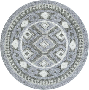 Gray 5' 3 x 5' 3 Boho Round Area Rug 100% Polyester With Cotton Backing Geometric Modern Boho Bohemian Decor Carpet for Living Rooms Office Dining Kitchen Unique Interior Design for Sale at Rug Engine