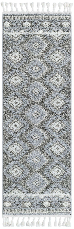 Gray 2' x 6' 1 Boho Runner Area Rug 100% Polyester With Cotton Backing Geometric Modern Boho Bohemian Decor Carpet for Living Rooms Office Dining Kitchen Unique Interior Design for Sale at Rug Engine