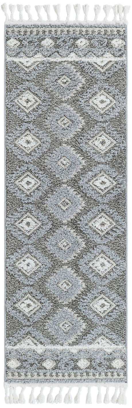 Gray 2' x 6' 1 Boho Runner Area Rug 100% Polyester With Cotton Backing Geometric Modern Boho Bohemian Decor Carpet for Living Rooms Office Dining Kitchen Unique Interior Design for Sale at Rug Engine