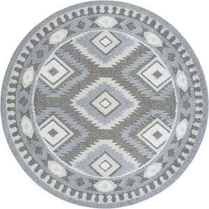 Gray 7' 10 x 7' 10 Boho Round Area Rug 100% Polyester With Cotton Backing Geometric Modern Boho Bohemian Decor Carpet for Living Rooms Office Dining Kitchen Unique Interior Design for Sale at Rug Engine