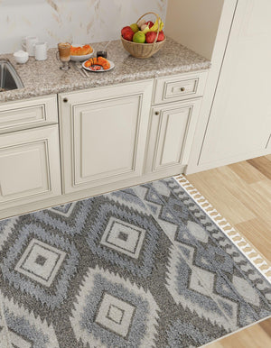 Gray 7' 10 x 7' 10 Boho Square Area Rug 100% Polyester With Cotton Backing Geometric Modern Boho Bohemian Decor Carpet for Living Rooms Office Dining Kitchen Unique Interior Design for Sale at Rug Engine