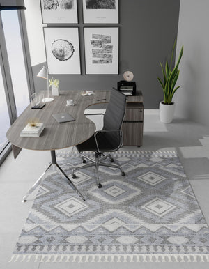 Gray 7' 10 x 7' 10 Boho Square Area Rug 100% Polyester With Cotton Backing Geometric Modern Boho Bohemian Decor Carpet for Living Rooms Office Dining Kitchen Unique Interior Design for Sale at Rug Engine