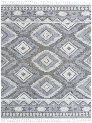 Gray 7' 10 x 10' Boho Rectangle Area Rug 100% Polyester With Cotton Backing Geometric Modern Boho Bohemian Decor Carpet for Living Rooms Office Dining Kitchen Unique Interior Design for Sale at Rug Engine