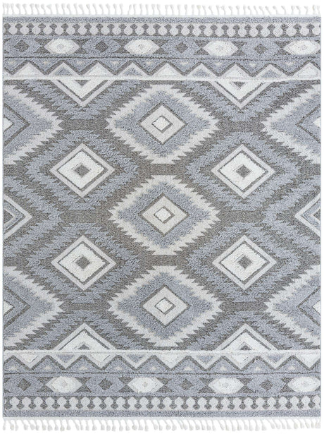 Gray 7' 10 x 10' Boho Rectangle Area Rug 100% Polyester With Cotton Backing Geometric Modern Boho Bohemian Decor Carpet for Living Rooms Office Dining Kitchen Unique Interior Design for Sale at Rug Engine