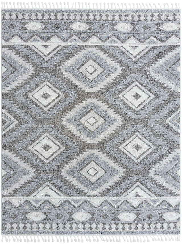 Gray 7' 10 x 10' Boho Rectangle Area Rug 100% Polyester With Cotton Backing Geometric Modern Boho Bohemian Decor Carpet for Living Rooms Office Dining Kitchen Unique Interior Design for Sale at Rug Engine