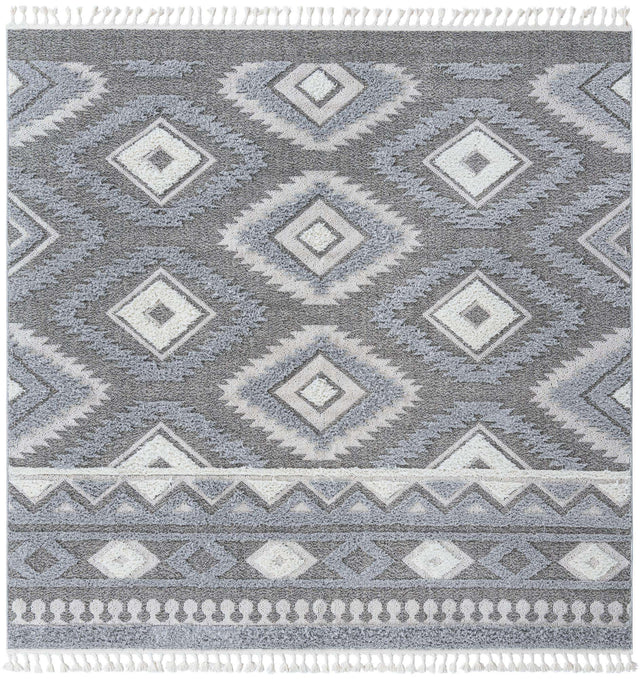 Gray 9' x 12' Boho Rectangle Area Rug 100% Polyester With Cotton Backing Geometric Modern Boho Bohemian Decor Carpet for Living Rooms Office Dining Kitchen Unique Interior Design for Sale at Rug Engine