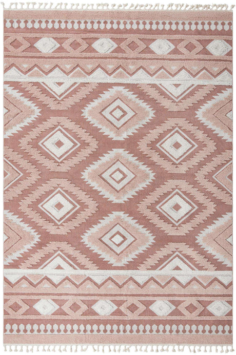 Pink 9' 6 x 14' 3 Boho Rectangle Area Rug 100% Polyester With Cotton Backing Geometric Modern Boho Bohemian Decor Carpet for Living Rooms Office Dining Kitchen Unique Interior Design for Sale at Rug Engine