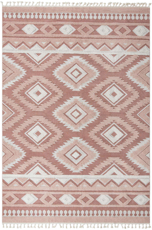 Pink 9' 6 x 14' 3 Boho Rectangle Area Rug 100% Polyester With Cotton Backing Geometric Modern Boho Bohemian Decor Carpet for Living Rooms Office Dining Kitchen Unique Interior Design for Sale at Rug Engine