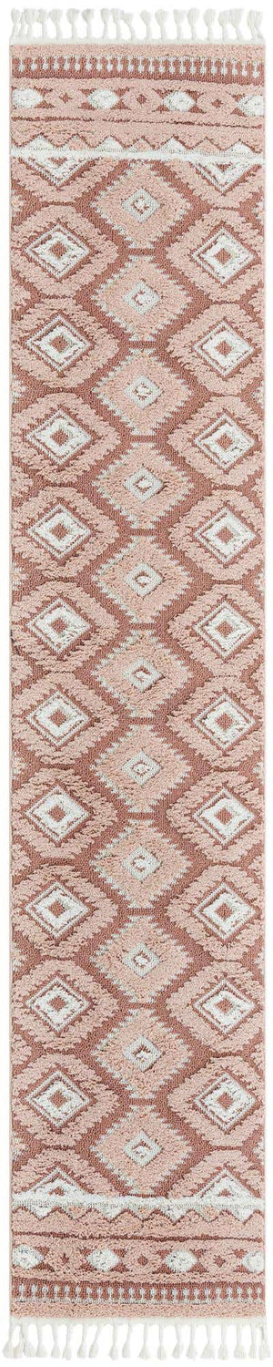 Pink 2' 7 x 12' Boho Runner Area Rug 100% Polyester With Cotton Backing Geometric Modern Boho Bohemian Decor Carpet for Living Rooms Office Dining Kitchen Unique Interior Design for Sale at Rug Engine