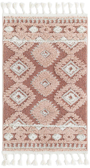 Pink 2' x 3' 1 Boho Rectangle Area Rug 100% Polyester With Cotton Backing Geometric Modern Boho Bohemian Decor Carpet for Living Rooms Office Dining Kitchen Unique Interior Design for Sale at Rug Engine