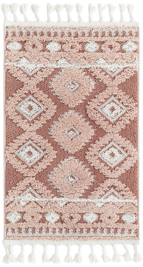 Pink 2' x 3' 1 Boho Rectangle Area Rug 100% Polyester With Cotton Backing Geometric Modern Boho Bohemian Decor Carpet for Living Rooms Office Dining Kitchen Unique Interior Design for Sale at Rug Engine