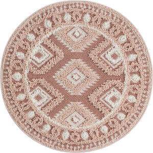 Pink 3' 3 x 3' 3 Boho Round Area Rug 100% Polyester With Cotton Backing Geometric Modern Boho Bohemian Decor Carpet for Living Rooms Office Dining Kitchen Unique Interior Design for Sale at Rug Engine