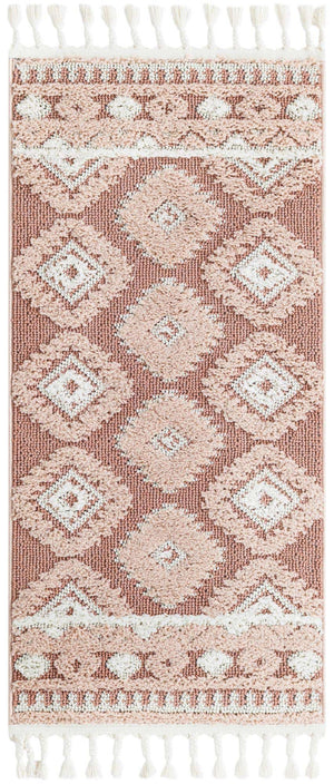 Pink 2' x 4' 1 Boho Runner Area Rug 100% Polyester With Cotton Backing Geometric Modern Boho Bohemian Decor Carpet for Living Rooms Office Dining Kitchen Unique Interior Design for Sale at Rug Engine